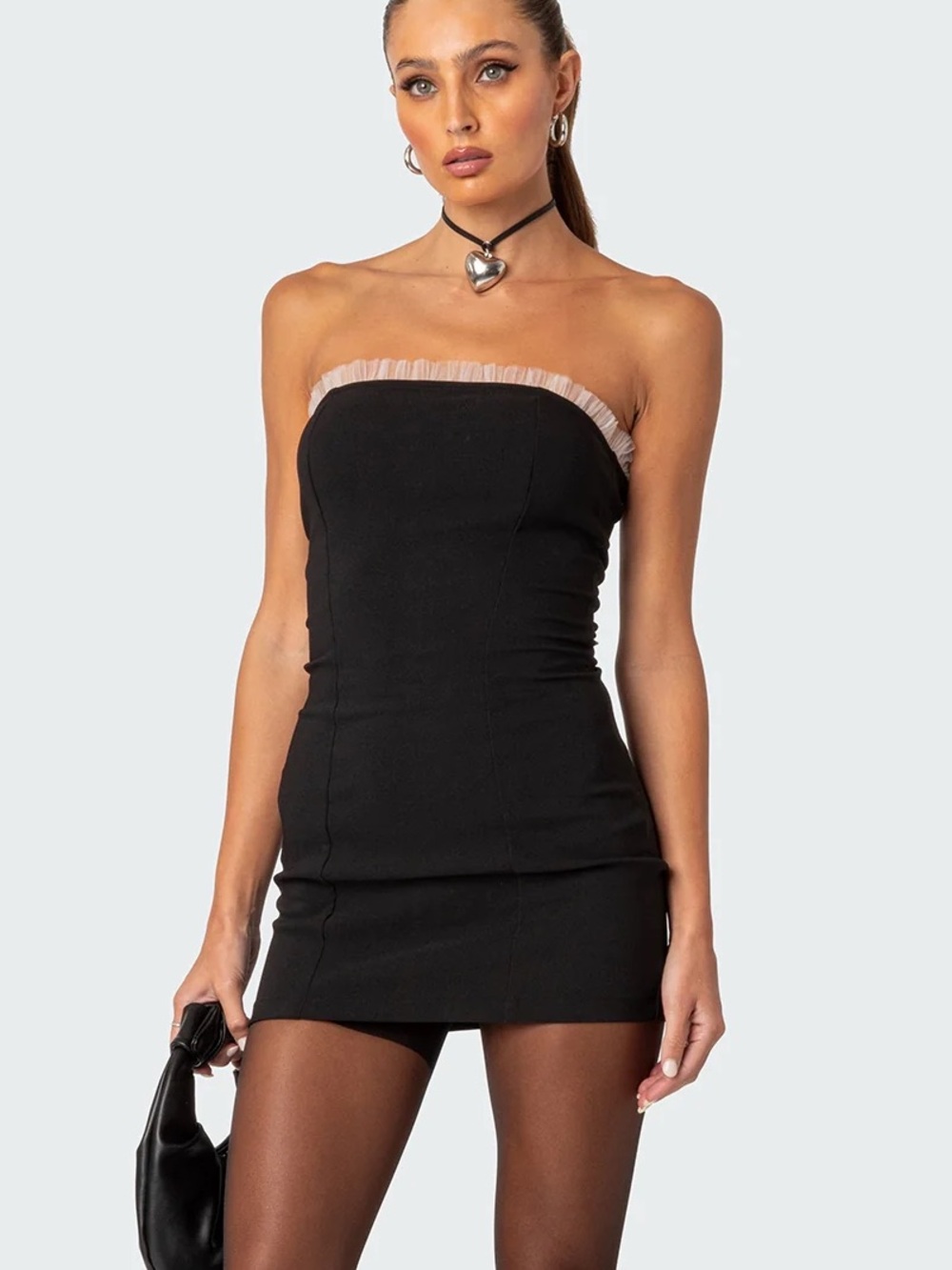 Edikted Strapless Black Mini Dress with White Trim

Edikted Marcy Mini Dress